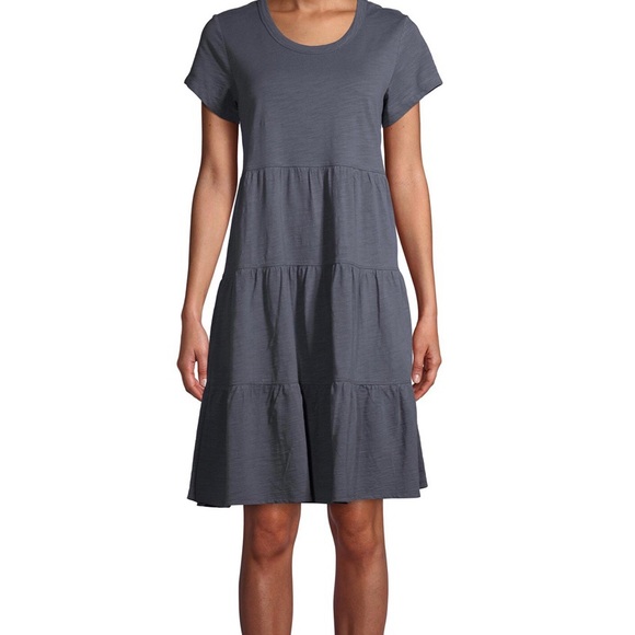 Nwt Gray Ruffle Tiered Knit Dress Size 